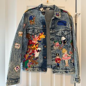 Christmas Vintage Denim Jacket Large